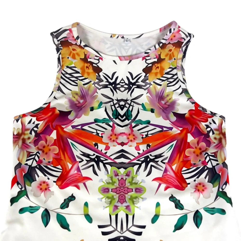 Vintage White Tropical Floral Dress - Picture 5 of 9